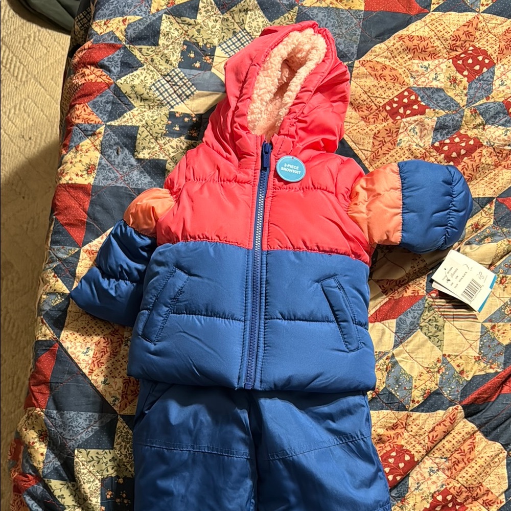 Carter's Pink and Blue Kids Winter Jacket & Pants Set